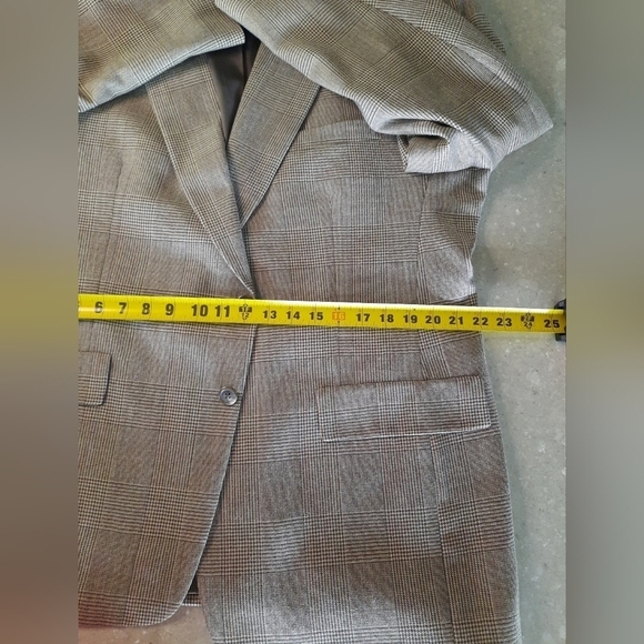 Vintage Tommy Hilfiger Mens Blazer Jacket Brown Plaid Virgin Wool 44R - Picture 12 of 16